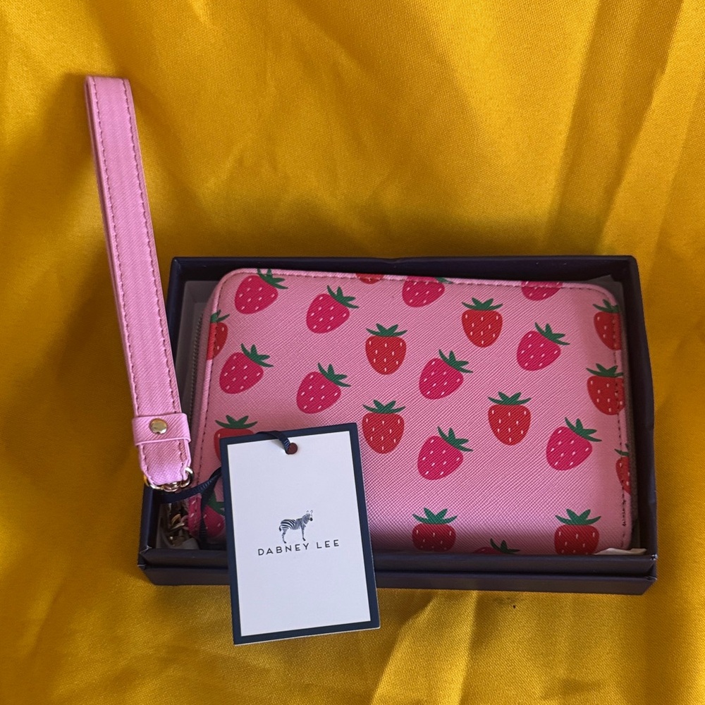 Dabney Lee Pink Strawberry Print Wristlet